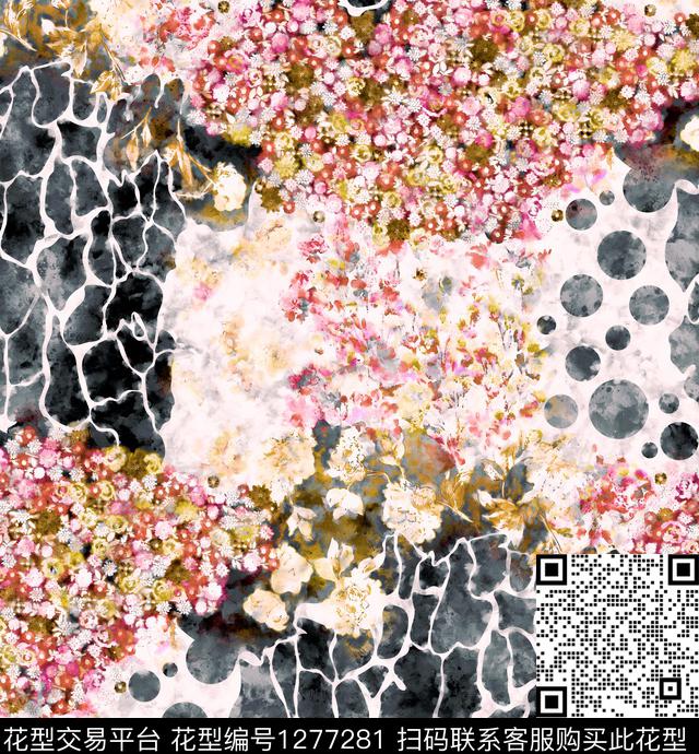 G19110102J.tif - 1277281 - 抽象 手绘 大理石 - 数码印花花型 － 女装花型设计 － 瓦栏