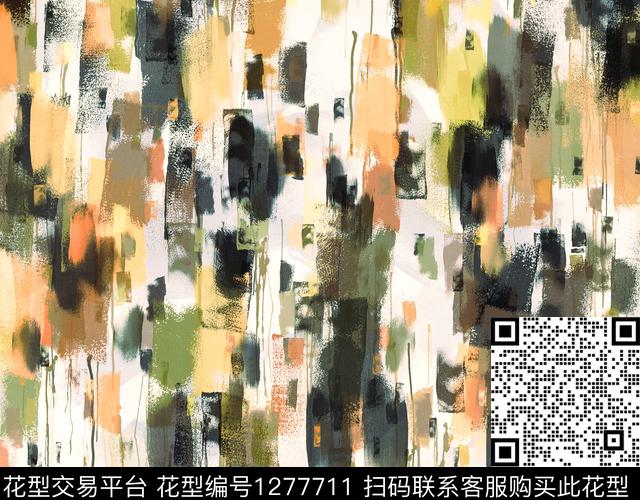 G19110116G.tif - 1277711 - 抽象 手绘 油画印象派 - 数码印花花型 － 女装花型设计 － 瓦栏