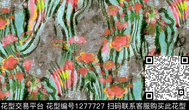 M1911052G.tif - 1277727 - 抽象 手绘 油画印象派 - 数码印花花型 － 女装花型设计 － 瓦栏