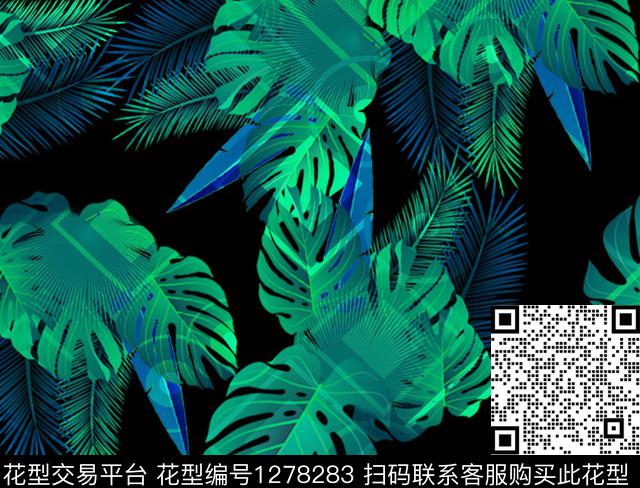 039-1.jpg - 1278283 - 植物 沙滩裤 绿植树叶 - 数码印花花型 － 男装花型设计 － 瓦栏