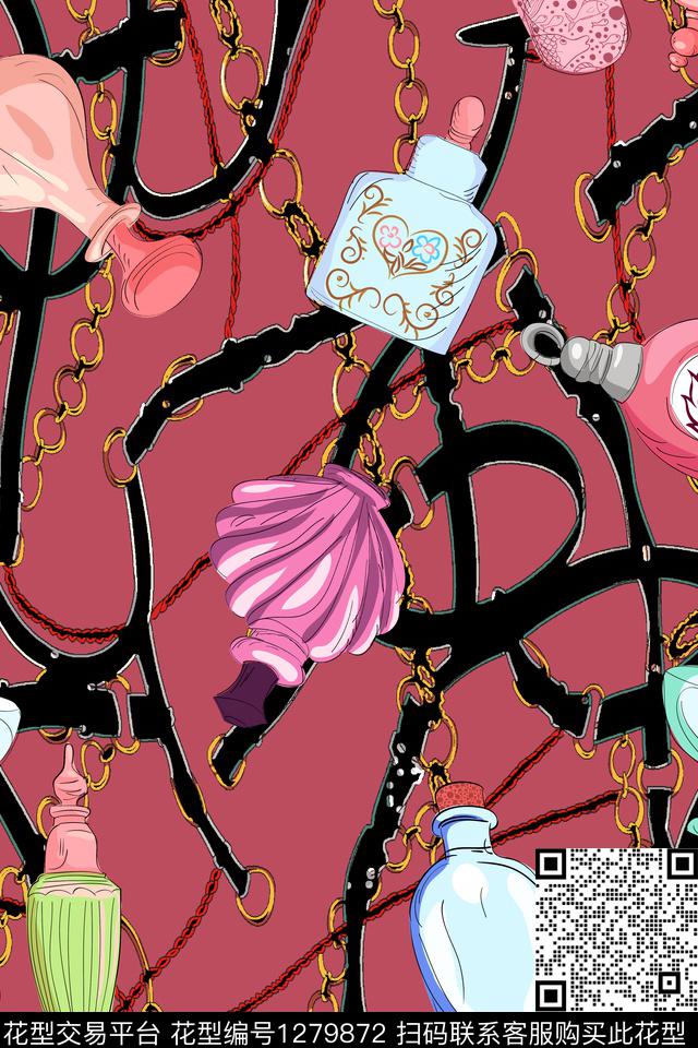 xcwh-dp06-a.jpg - 1279872 - 香水瓶 佩斯利 花卉 - 数码印花花型 － 女装花型设计 － 瓦栏