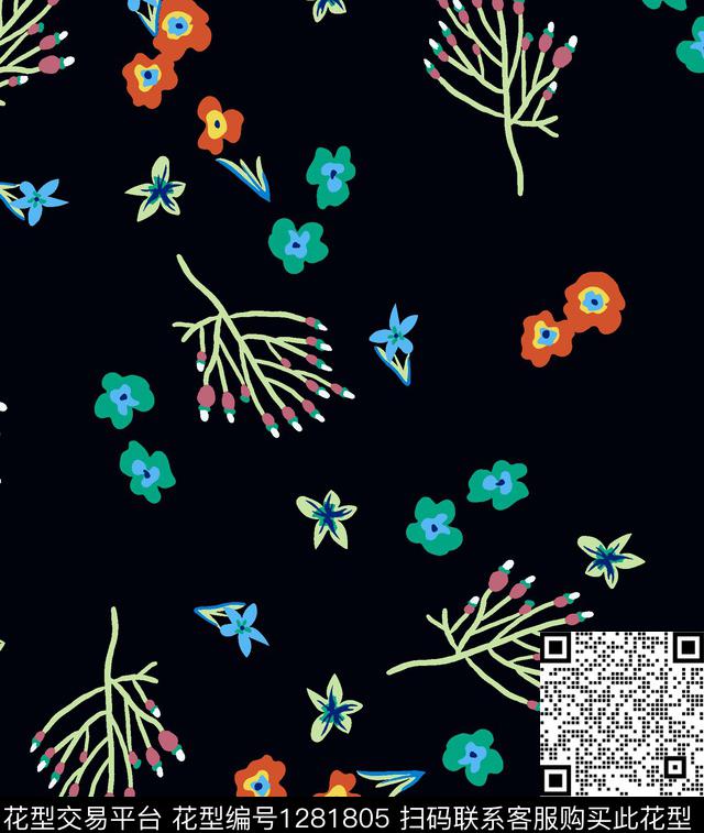 2003-a复上传.jpg - 1281805 - 连衣裙 花卉 休闲 - 传统印花花型 － 女装花型设计 － 瓦栏