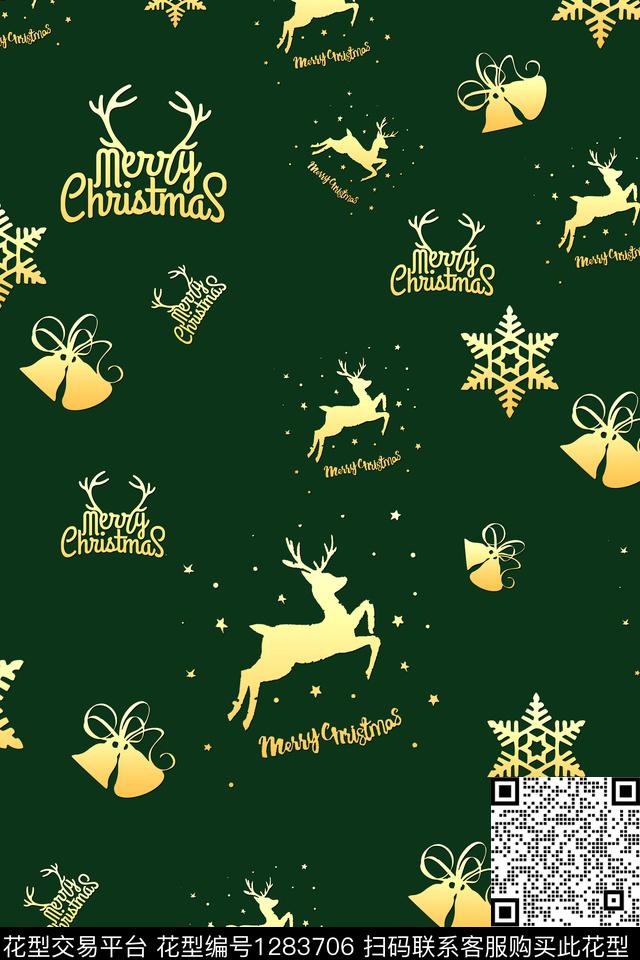 圣诞.jpg - 1283706 - 动物 星星 动物头 - 数码印花花型 － 墙纸花型设计 － 瓦栏