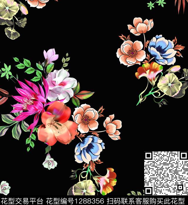003 副本.jpg - 1288356 - 黑底花卉 简约 女装 - 数码印花花型 － 女装花型设计 － 瓦栏