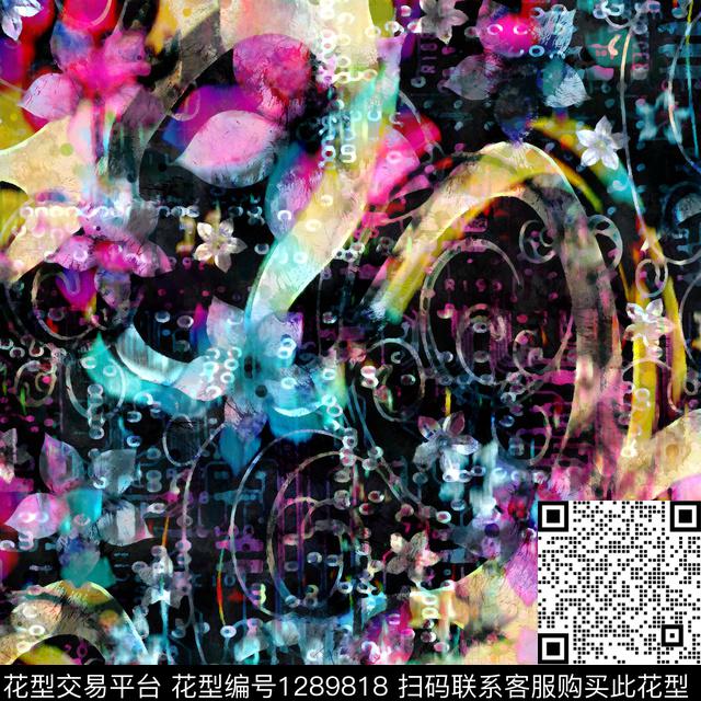 G1912226H.tif - 1289818 - 水彩 抽象 手绘 - 数码印花花型 － 女装花型设计 － 瓦栏