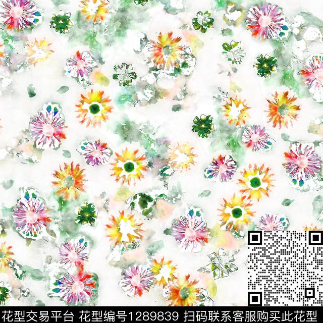 G1912241B.tif - 1289839 - 水彩 花卉 手绘 - 数码印花花型 － 女装花型设计 － 瓦栏