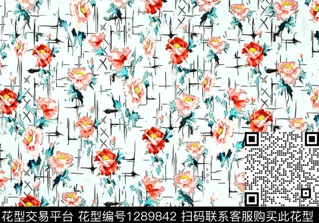 G1912244A.tif - 1289842 - 花卉 手绘 速写草图 - 数码印花花型 － 女装花型设计 － 瓦栏