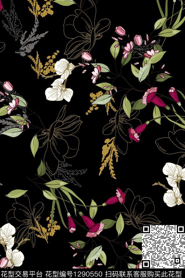 xcwh-dp31.jpg - 1290550 - 涂鸦 几何 花卉 - 数码印花花型 － 女装花型设计 － 瓦栏