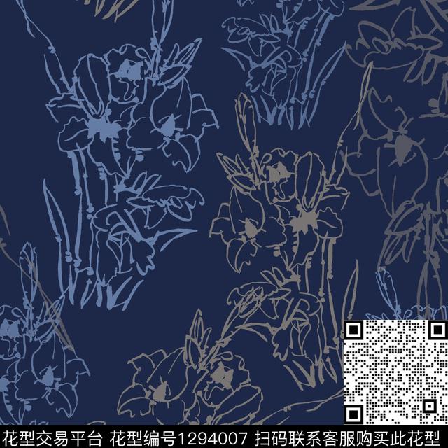 200102-nzhh-5-2.jpg - 1294007 - 花卉 扎染花型 手绘线条笔触 - 传统印花花型 － 男装花型设计 － 瓦栏