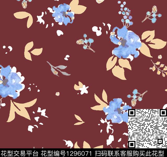 花花.jpg - 1296071 - 趋势花型 花卉 大牌风 - 传统印花花型 － 女装花型设计 － 瓦栏