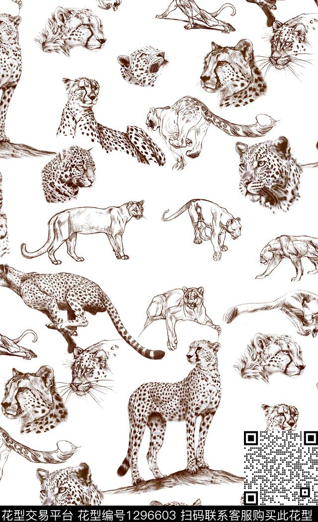 cheetahs.jpg - 1296603 - 动物 豹纹 大牌风 - 数码印花花型 － 男装花型设计 － 瓦栏