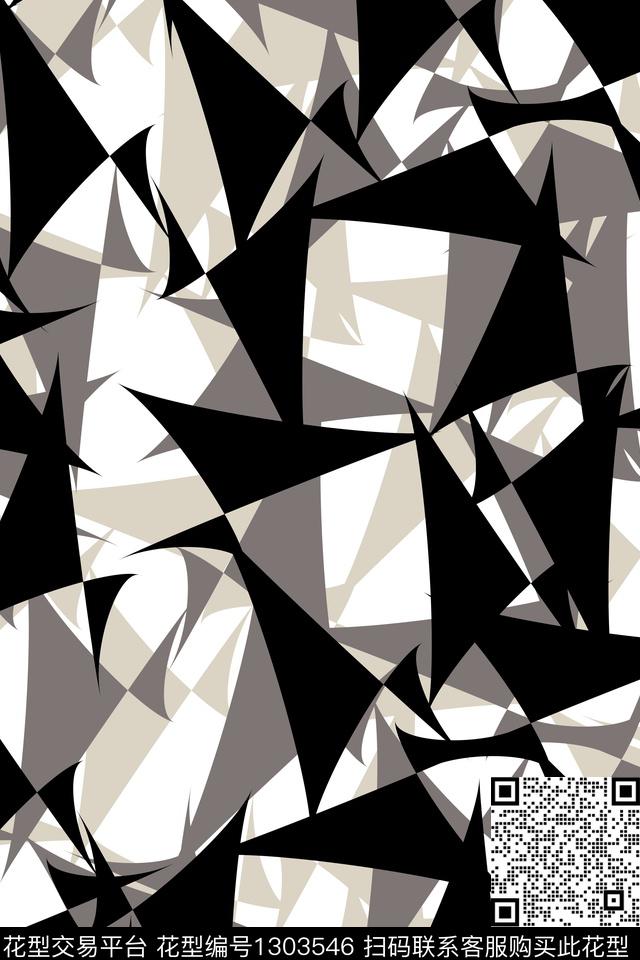 未标题-109.jpg - 1303546 - 三角形 几何 运动服 - 传统印花花型 － 男装花型设计 － 瓦栏