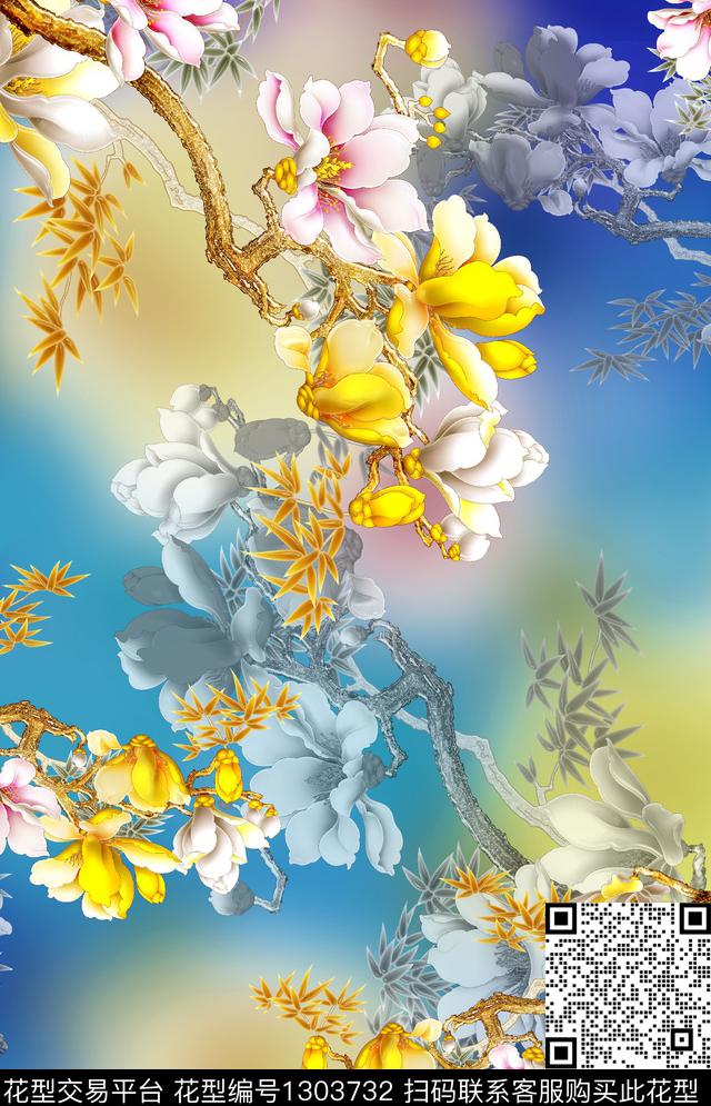 F0306H.jpg - 1303732 - 数码花型 香云纱 中国 - 数码印花花型 － 女装花型设计 － 瓦栏
