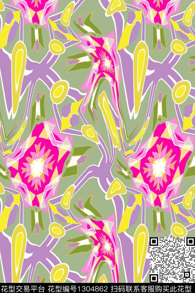 几 何       抽  象.jpg - 1304862 - 几何 波西米亚 抽象 - 数码印花花型 － 女装花型设计 － 瓦栏