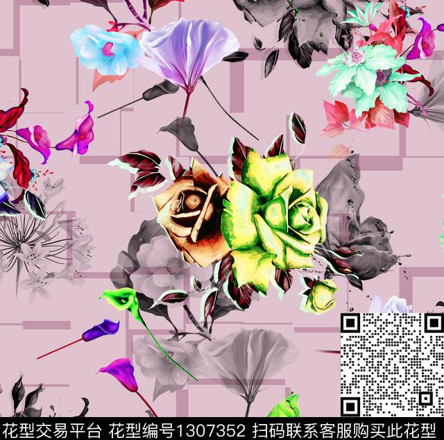 设计-04 -02瓦蓝.jpg - 1307352 - 数码花型 二方连续 泳装花型 - 数码印花花型 － 花型设计 － 瓦栏