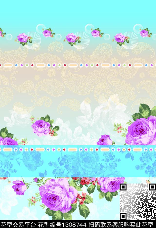 2020032500A2.jpg - 1308744 - 花卉 - 传统印花花型 － 床品花型设计 － 瓦栏