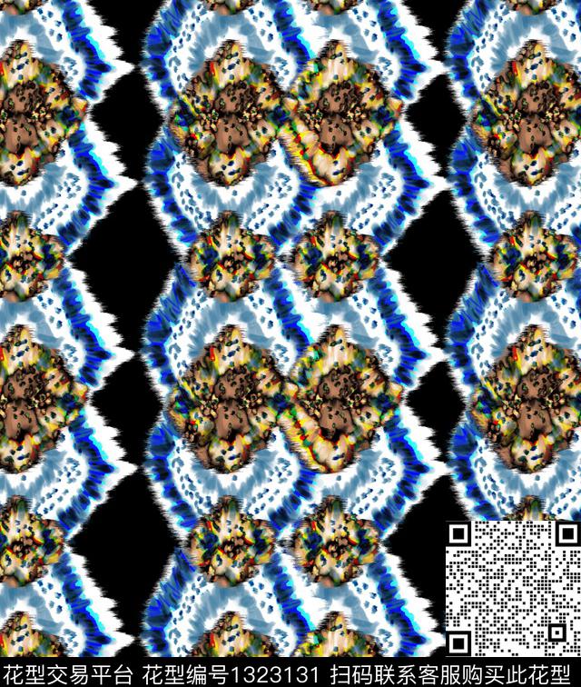 瓦栏2-16.jpg - 1323131 - 哥特 黑底花卉 荧光 - 数码印花花型 － 泳装花型设计 － 瓦栏