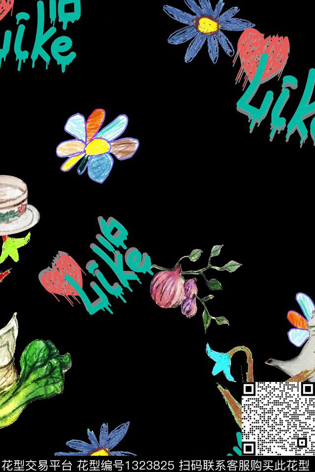HY2-113D.jpg - 1323825 - 清爽底花卉 花卉 休闲 - 数码印花花型 － 女装花型设计 － 瓦栏