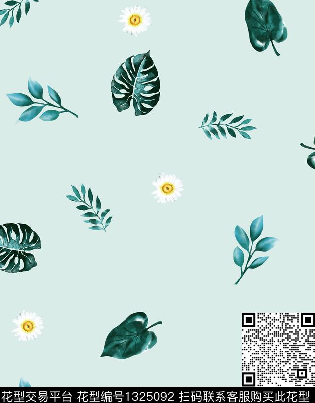 1377.jpg - 1325092 - 菊花 热带花型 绿植树叶 - 传统印花花型 － 女装花型设计 － 瓦栏