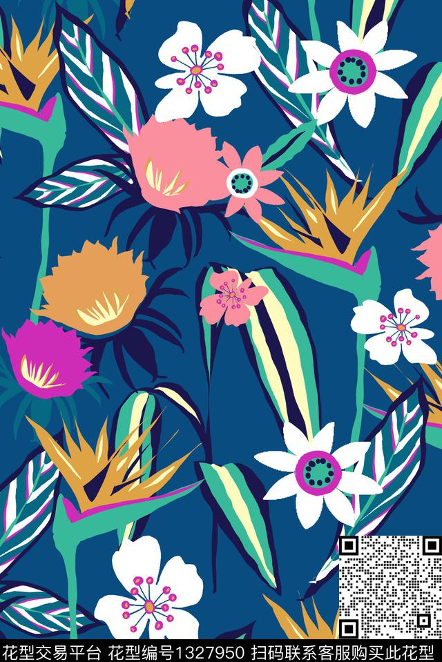 YL8094.jpg - 1327950 - 水彩 抽象花卉 大牌风 - 传统印花花型 － 女装花型设计 － 瓦栏