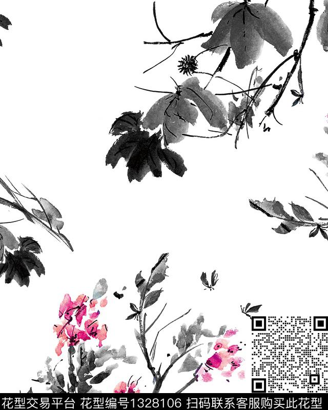 8301.jpg - 1328106 - 绿植树叶 花卉 植物 - 数码印花花型 － 女装花型设计 － 瓦栏