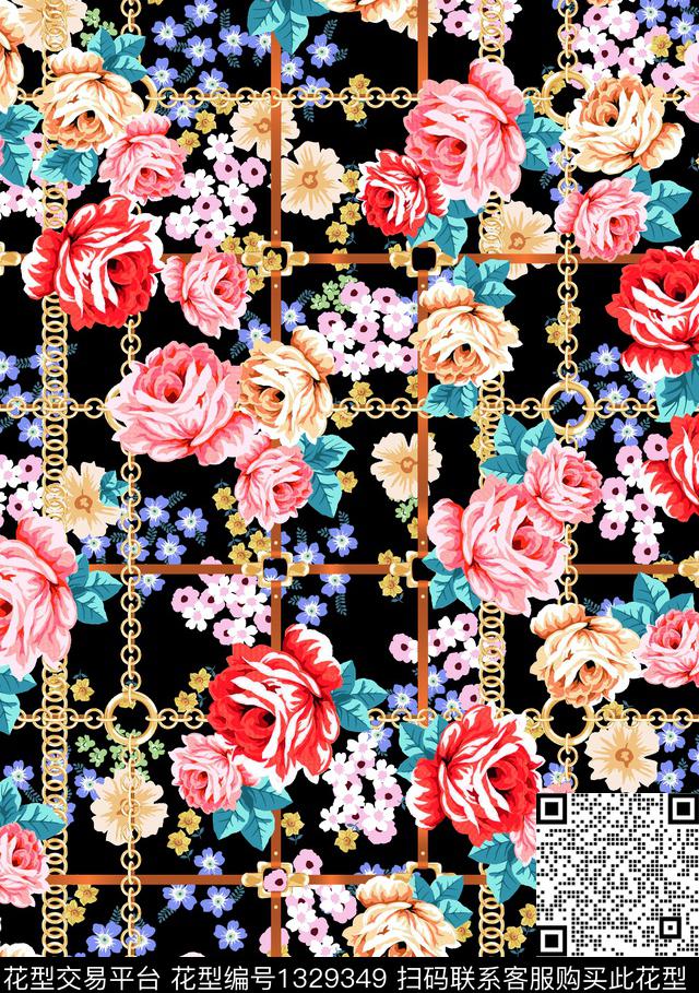 WLY2053006-1.jpg - 1329349 - 链条 女装 花卉 - 传统印花花型 － 女装花型设计 － 瓦栏