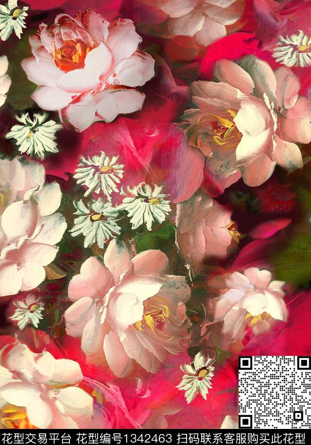 玫瑰家族-201620.jpg - 1342463 - 女装定位花 女装 花卉 - 数码印花花型 － 女装花型设计 － 瓦栏