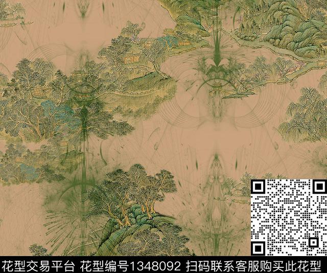 WL.jpg - 1348092 - 线条 中国 古风 - 数码印花花型 － 女装花型设计 － 瓦栏