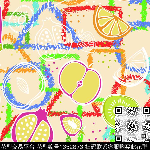 7788.jpg - 1352873 - 时尚 菠萝 水果 - 传统印花花型 － 女装花型设计 － 瓦栏