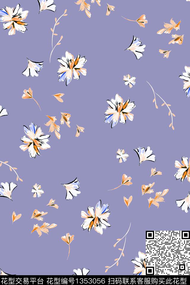 H-175.jpg - 1353056 - 花卉 手绘 小碎花 - 数码印花花型 － 女装花型设计 － 瓦栏