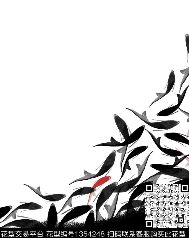 4.16.jpg - 1354248 - 手绘 鱼 趣味 - 传统印花花型 － 男装花型设计 － 瓦栏