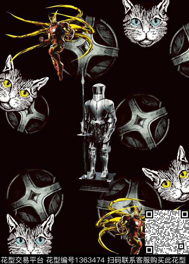 99.jpg - 1363474 - 猫 机器人 蛛蛛人 - 数码印花花型 － 男装花型设计 － 瓦栏