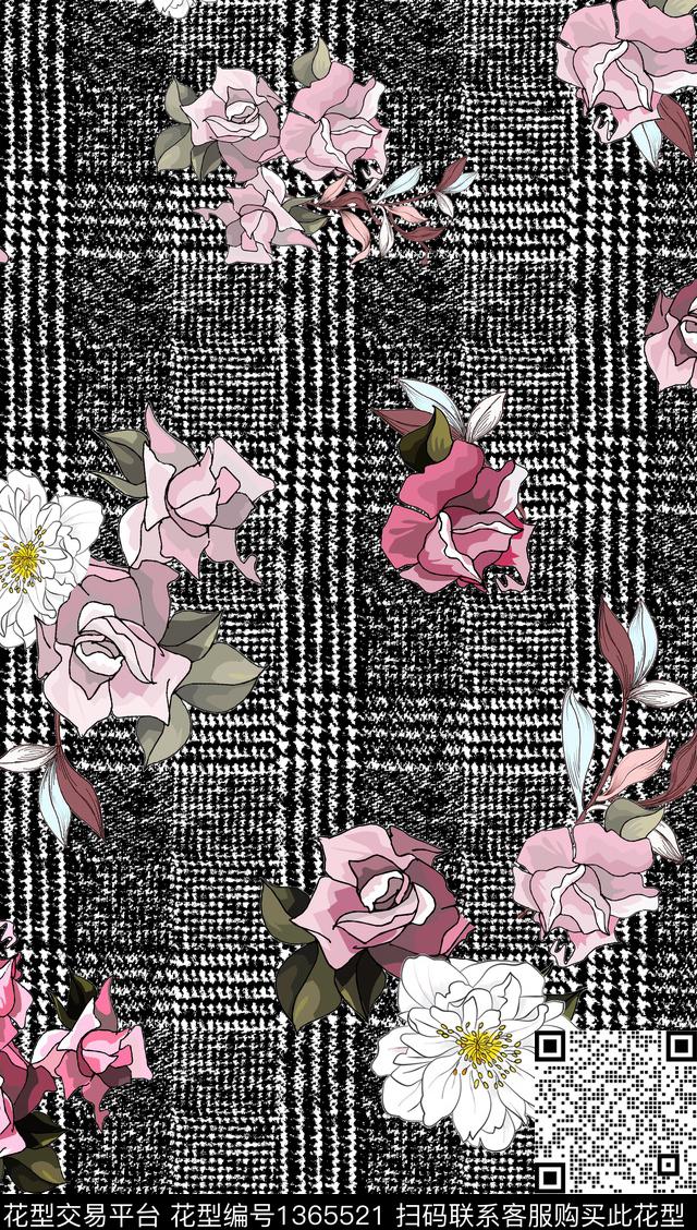H-199.jpg - 1365521 - 肌理 格子 花卉 - 数码印花花型 － 女装花型设计 － 瓦栏