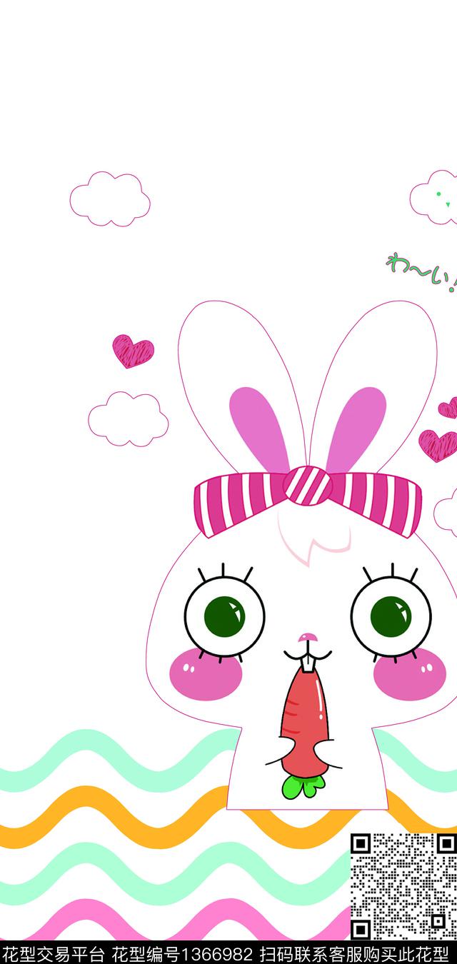 L-H9001.jpg - 1366982 - 波浪纹 卡通动物 小兔子 - 传统印花花型 － 女装花型设计 － 瓦栏