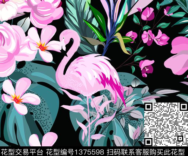 W-花卉1.jpg - 1375598 - 花卉 大牌风 热带花型 - 数码印花花型 － 童装花型设计 － 瓦栏
