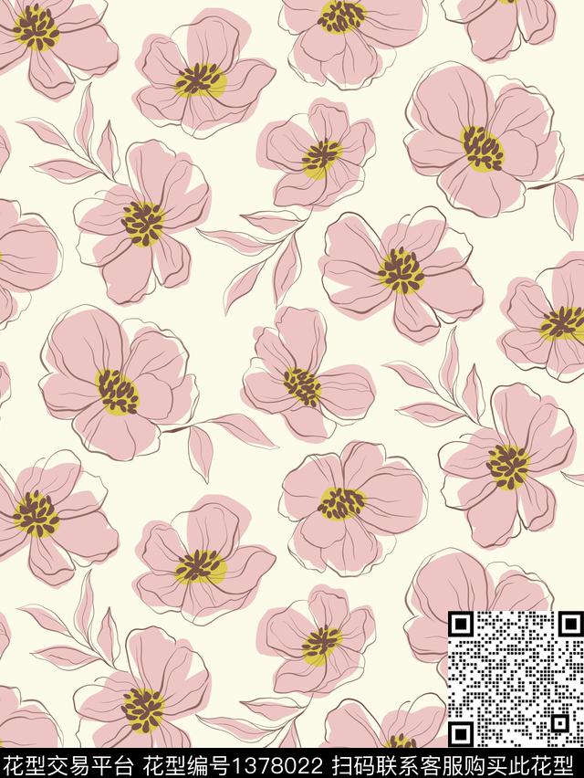 1-2.jpg - 1378022 - 女装 花卉 手绘 - 传统印花花型 － 女装花型设计 － 瓦栏