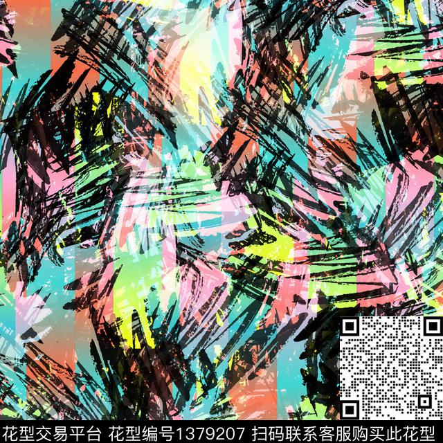 001.jpg - 1379207 - 分形 几何 扎染花型 - 数码印花花型 － 女装花型设计 － 瓦栏