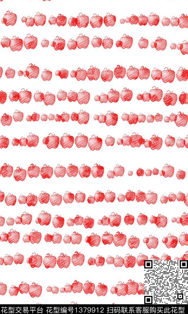2020.11.13苹果.jpg - 1379912 - 涂鸦 简约 水果 - 传统印花花型 － 女装花型设计 － 瓦栏