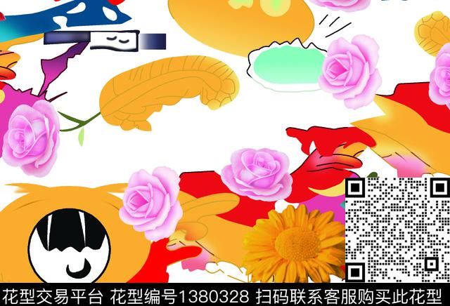 L-J9062.jpg - 1380328 - 几何花卉 数码花型 菊花 - 数码印花花型 － 女装花型设计 － 瓦栏
