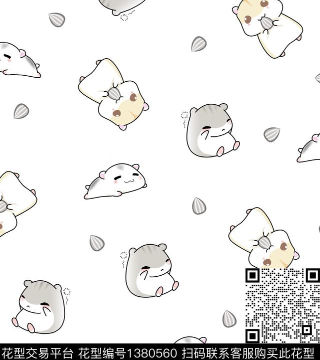 可爱仓鼠.jpg - 1380560 - 动物花卉 数码花型 可爱 - 数码印花花型 － 童装花型设计 － 瓦栏