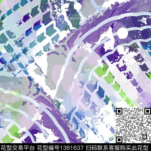 AS283(1).jpg - 1381637 - 炫彩 几何花卉 格子 - 数码印花花型 － 女装花型设计 － 瓦栏