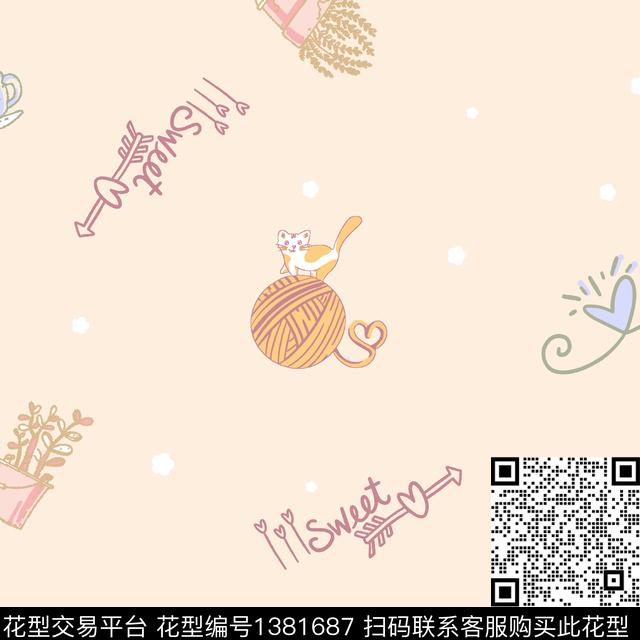 未标题-1.jpg - 1381687 - 字母 插画 动物 - 传统印花花型 － 女装花型设计 － 瓦栏