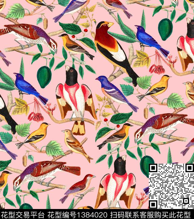R2009069.jpg - 1384020 - 鹦鹉 鸟 bird - 数码印花花型 － 女装花型设计 － 瓦栏