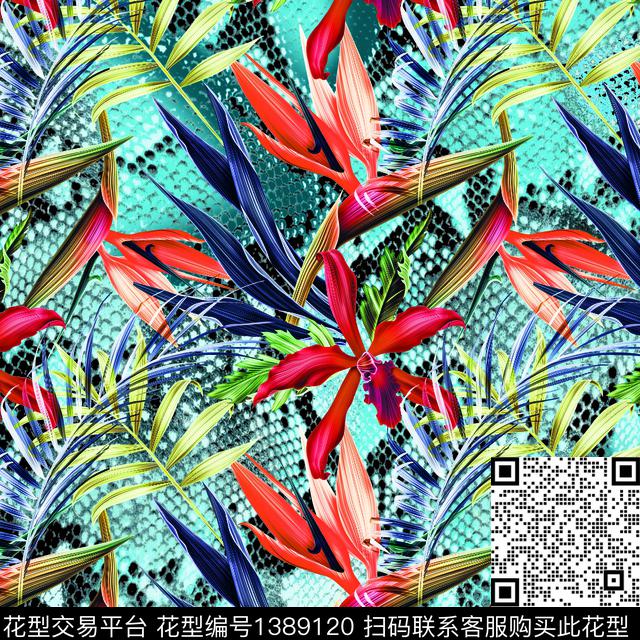 038.jpg - 1389120 - 女装 大牌风 热带花型 - 数码印花花型 － 女装花型设计 － 瓦栏