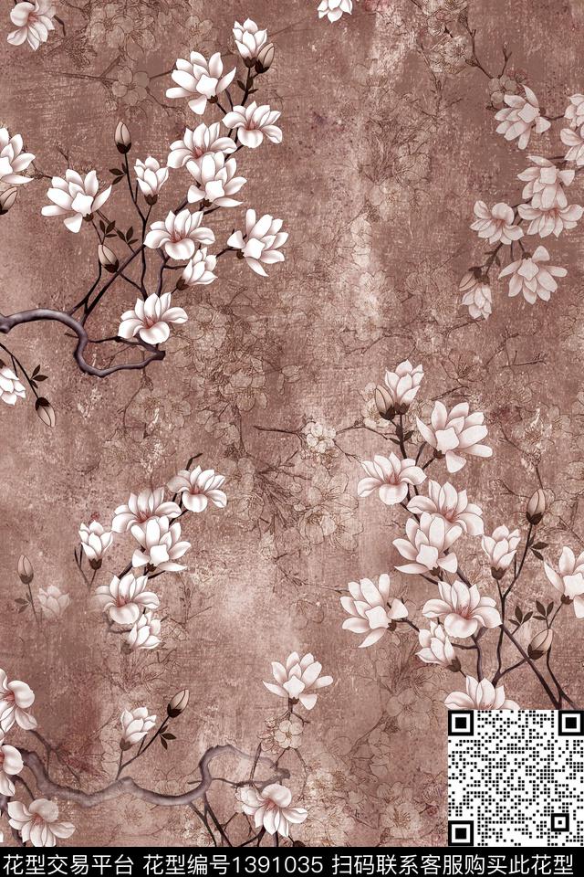 J1028-01.jpg - 1391035 - 数码花型 香云纱 中国 - 数码印花花型 － 女装花型设计 － 瓦栏