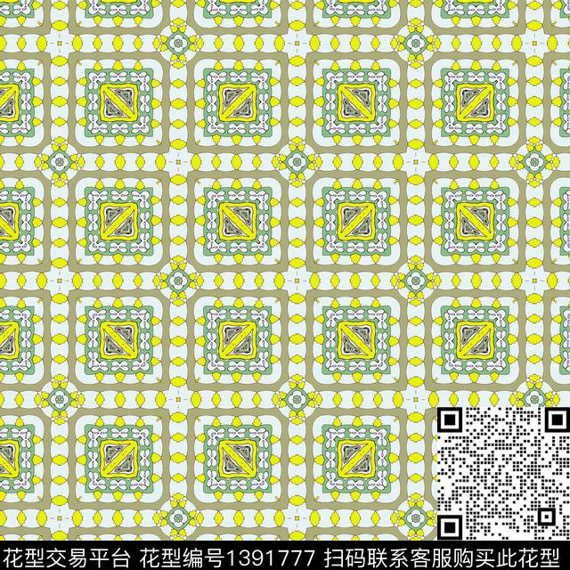 格子   对称.jpg - 1391777 - 格子 复古 波西米亚 - 数码印花花型 － 女装花型设计 － 瓦栏
