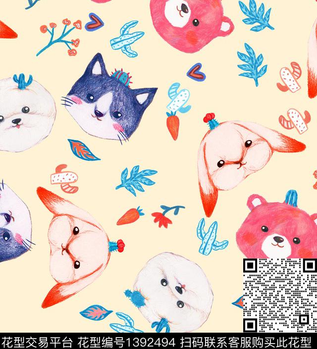 R2006019A.jpg - 1392494 - 卡通人物 小猪佩奇 猫 - 数码印花花型 － 童装花型设计 － 瓦栏