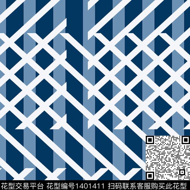 211.jpg - 1401411 - 几何 抽象 混合拼接 - 数码印花花型 － 男装花型设计 － 瓦栏