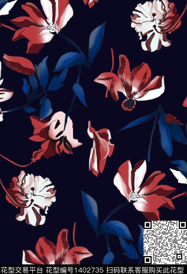 2021-62.jpg - 1402735 - 黑底花卉 抽象花卉 女装 - 数码印花花型 － 女装花型设计 － 瓦栏