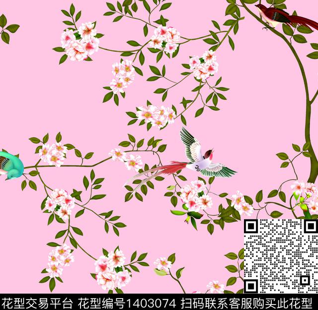 7004.jpg - 1403074 - 花鸟 绿植树叶 大牌风 - 数码印花花型 － 女装花型设计 － 瓦栏